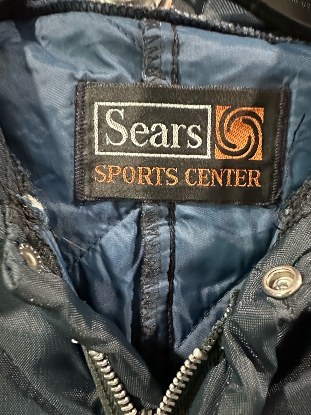 Vintage Sears Sports Center Snowsuit Navy Quilted Ski Suit Belted Retro - Picture 3 of 12